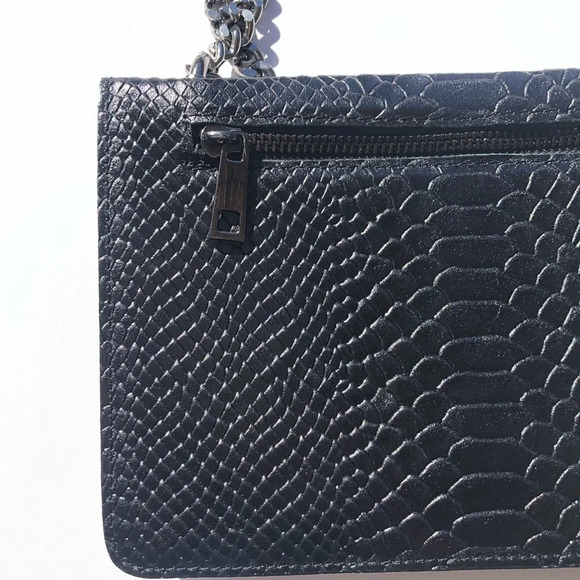 Borse in Pelle Black Leather Chain Strap Crossbody Shoulder Bag - Picture 7 of 7